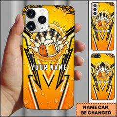 Maxcorners Bowling Beer And Pins Lightning Personalized Name Phone Case