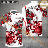 Maxcorners Ball And Pins Snake Pattern Bowling Jersey Multicolor Option Customized Name, Team Name 3D Polo Shirt
