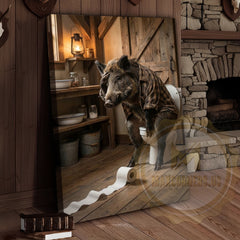Maxcorners Wild Boar Canvas Rustic Bathroom Toilet Paper Trail Canvas Wall Art