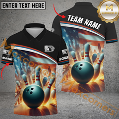 Maxcorners Digital Ball Us Flag Bowling Jersey Customized Name, Team Name 3D Polo Shirt
