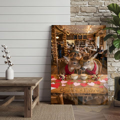 Maxcorners Deer Couple Coffee Date Rustic Café Personalized Name Canvas
