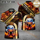 Maxcorners Golden Fire King Golf Polo Shirt, Customized Name & Team Name 3D Shirts (4 Colors)