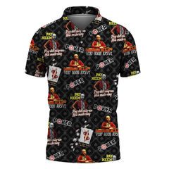 Maxcorners Rounders Teddy KGB Poker Pattern Polo Shirt - Men's Poker Club Shirts for TeamLM1009