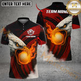 Maxcorners Flame Eagle Strike Golf Polo Shirt, Customized Name & Team Name 3D Shirts (4 Colors)
