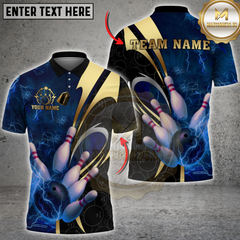 Maxcorners Bowling Lightning Strike Design Multicolor Customized Name, Team Name 3D Shirts
