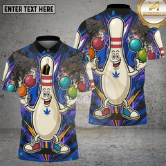 Maxcorners Bowling Pin Cartoon Juggling Bombs Multioptions Personalized Name, Team Name Unisex 3D Shirt (4 Colors)
