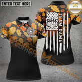 Maxcorners Autumn Leaf Camo Thanksgiving American Flag Patriotic Bowling Jersey Customized Name 3D Shirt
