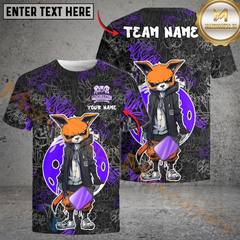 Maxcorners Urban Fox Pickleball Graffiti Tee – Street Style Paddle Power Multicolor Customized Name, Team Name 3D Shirts