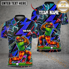 Maxcorners Electric Swing Golf Multicolor Customized Name, Team Name 3D Shirts