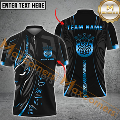 Maxcorners Darts Black Panther Dartboard Golden Pattern MutilColor Option Customized Name, Team Name 3D Polo Shirt