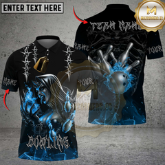 Maxcorners Bowling Flaming Nun Skull Multicolor Customized Name, Team Name 3D Shirts