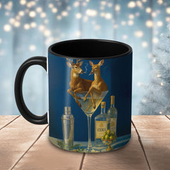 Maxcorners Deer Cocktail Bar Scene Martini Glass Multicolor Options 3D Ceramic Mug