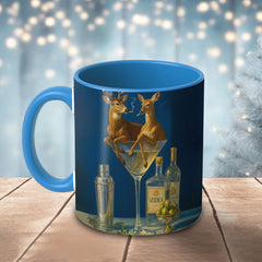 Maxcorners Deer Cocktail Bar Scene Martini Glass Multicolor Options 3D Ceramic Mug