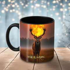 Maxcorners Deer Full Moon Mystical Scene Multicolor Options 3D Ceramic Mug