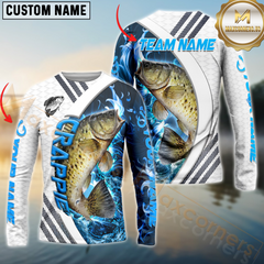 Maxcorners Crappie Fishing White Blue Lava Sun Protection Personalized Name, Team Name Long Sleeve Shirt