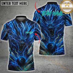 Maxcorners Bowling Shirt Thunder Dragon Lightning Power Personalized Name, Team Name 3D Shirt (4 Colors)