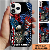 Maxcorners Darts Eagle USA Patriotic Style Personalized Name 3D Phone Case