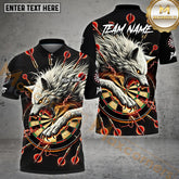 Maxcorners Aggressive White Wolf & Fiery Darts Jersey Multicolor Options Personalized Name, Team Name 3D Shirt (4 Colors)
