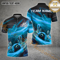 Maxcorners Bowling Shirt Thunder Flame Strike Style Multicolor Options Personalized Name, Team Name 3D Shirt (4 Colors)