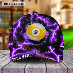 Maxcorners Billiards Ball 9 The Power Of The God Of Thunder Personalized Name Cap (4 Colors)