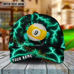 Maxcorners Billiards Ball 9 The Power Of The God Of Thunder Personalized Name Cap (4 Colors)