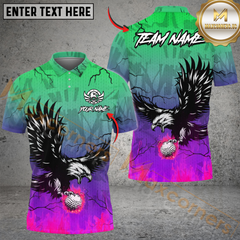 Maxcorners Flaming Swing Eagle Golf Shirt, Customized Name & Team Name 3D Shirts (4 Colors)
