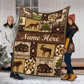 Maxcorners Personalized Hunting Cabin Life Fleece Blanket - Rustic Lodge Throw with Wildlife Design LM1611