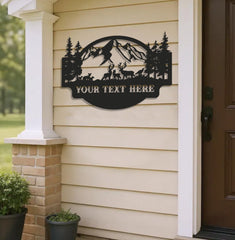 Maxcorners Personalized Deer Metal Sign WITH LED/WITHOUT LED - Mountain Cabin Name Sign, Rustic Wildlife Outdoor Wall Art for Lodge & Porch Decor LM0110