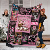 Maxcorners Real Girls Go Hunting Fleece Blanket - Pink Deer Hunting Gift for Women LM1611