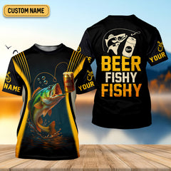 Maxcorners Beer Fishy Fishy Funny Fishing Shirt, SPF Shirt For Men, Fishing And Beer Men's Fishing Shirt