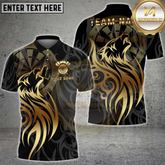 Maxcorners Darts Shirt Golden Tribal Wolf Design Multicolor Options Personalized Name, Team Name 3D Shirt (4 Colors)