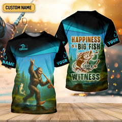 Maxcorners Happiness Is A Big Fish And A Witness Bigfoot Fishing SPF Shirt, Funny Fishing Shirt, Men's Fishing Shirt