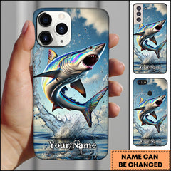 Maxcorners Shark Fishing Ocean Jump Dynamic Splash Personalized Name 3D Phone Case