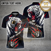 Maxcorners Billiard Shirt White Tiger Claw Slash Design Multi Options Personalized Name, Team Name 3D Shirt