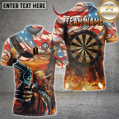 Maxcorners Darts American West Cowboy Skull Customized Name, Team Name 3D Shirt