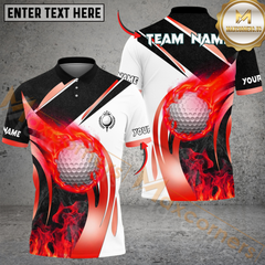 Maxcorners Fire Swing Golf Polo Shirt, Customized Name & Team Name 3D Shirts (4 Colors)