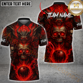 Maxcorners Bowling Shirt Hellfire Skull Flames Inferno Personalized Name, Team Name 3D Shirt (4 Colors)