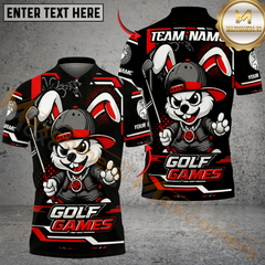Maxcorners Bunny Swing Golf Polo Customized Name, Team Name 3D Shirts (4 Colors)