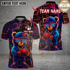 Maxcorners Bowling Neon Graffiti Teddy Bear Multicolor Customized Name, Team Name 3D Shirts