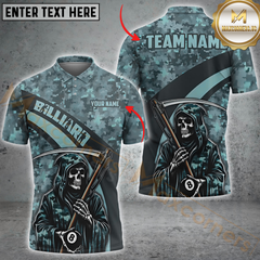 Maxcorners Billiard Grim Reaper Camouflage Multicolor Customized Name, Team Name 3D Shirt