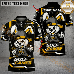 Maxcorners Bunny Swing Golf Polo Customized Name, Team Name 3D Shirts (4 Colors)