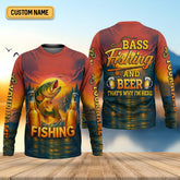 Maxcorners Bass Fishing And Beer That's Why I'm Here SPF Shirt For Men, Fishing Gifts For Men, Custom Fishing Shirts