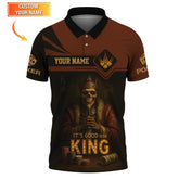 Maxcorners Custom Poker Shirt Skeleton King Design, It's Good to Be King Brown Black Tee Poker T Shirt for Poker PlayersLM1009