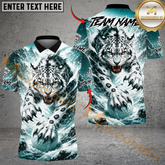 Maxcorner Snow Leopard Golf Polo Shirt Customized Name, Team Name 3D Shirts (4 Colors)