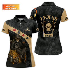 Maxcorners Texas Hold'em Poker Shirt, Skeleton Playing Poker Gifts For Poker LoversLM1009