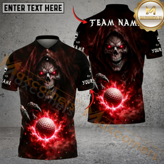 Maxcorners Grim Swing Golf Polo Customized Name, Team Name 3D Shirts (4 Colors)