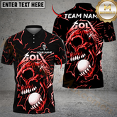 Maxcorners Thunder Skull Golf Polo Shirt, Customized Name & Team Name 3D Shirts (4 Colors)