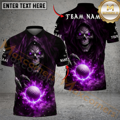 Maxcorners Grim Swing Golf Polo Customized Name, Team Name 3D Shirts (4 Colors)