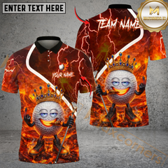 Maxcorners Fire King Golf Polo Customized Name, Team Name 3D Shirts (4 Colors)