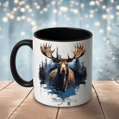 Maxcorners Rustic Wilderness Moose Multicolor Options Personalized Name 3D Ceramic Mug